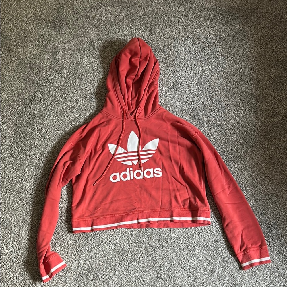 Adidas Orange Hoodie with White Accent